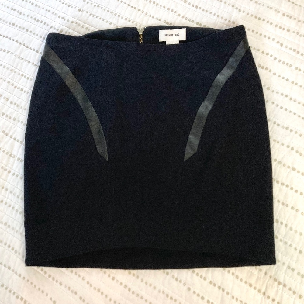 SALE! Helmut Lang Wool Leather Black Mini Skirt Fall Casual Work Party Sz 2